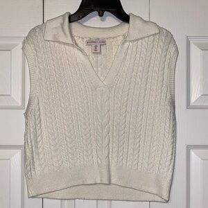 Sincerely Jules Cream Cable Knit Sleeveless Sweater